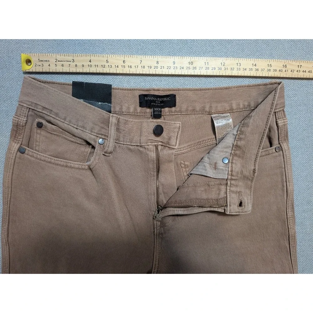 Banana Republic Mens 30x30 Athletic Fit Tan Brown Stretch Denim Jeans Pants